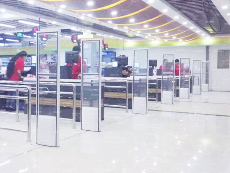 Piranti anti-nyolong kubik AM6208 dipasang ing supermarket